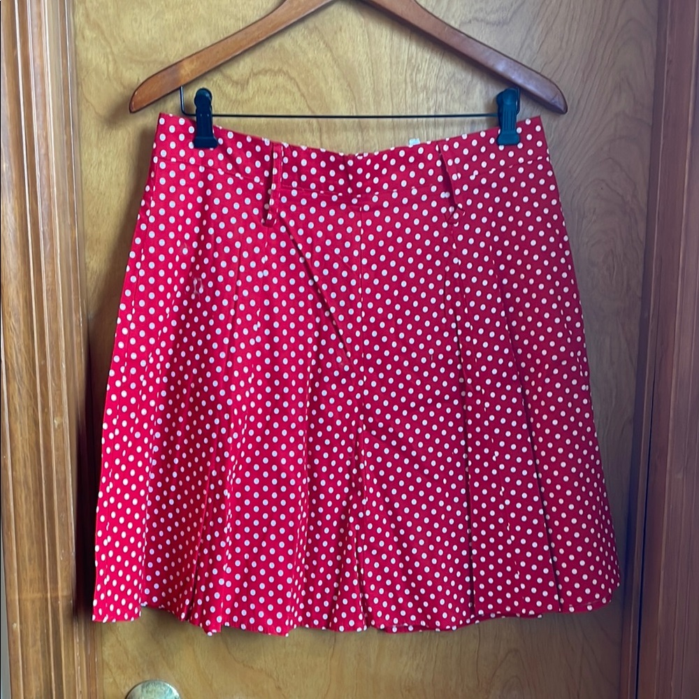 Red Polka DotSkater Skirt with Pleats